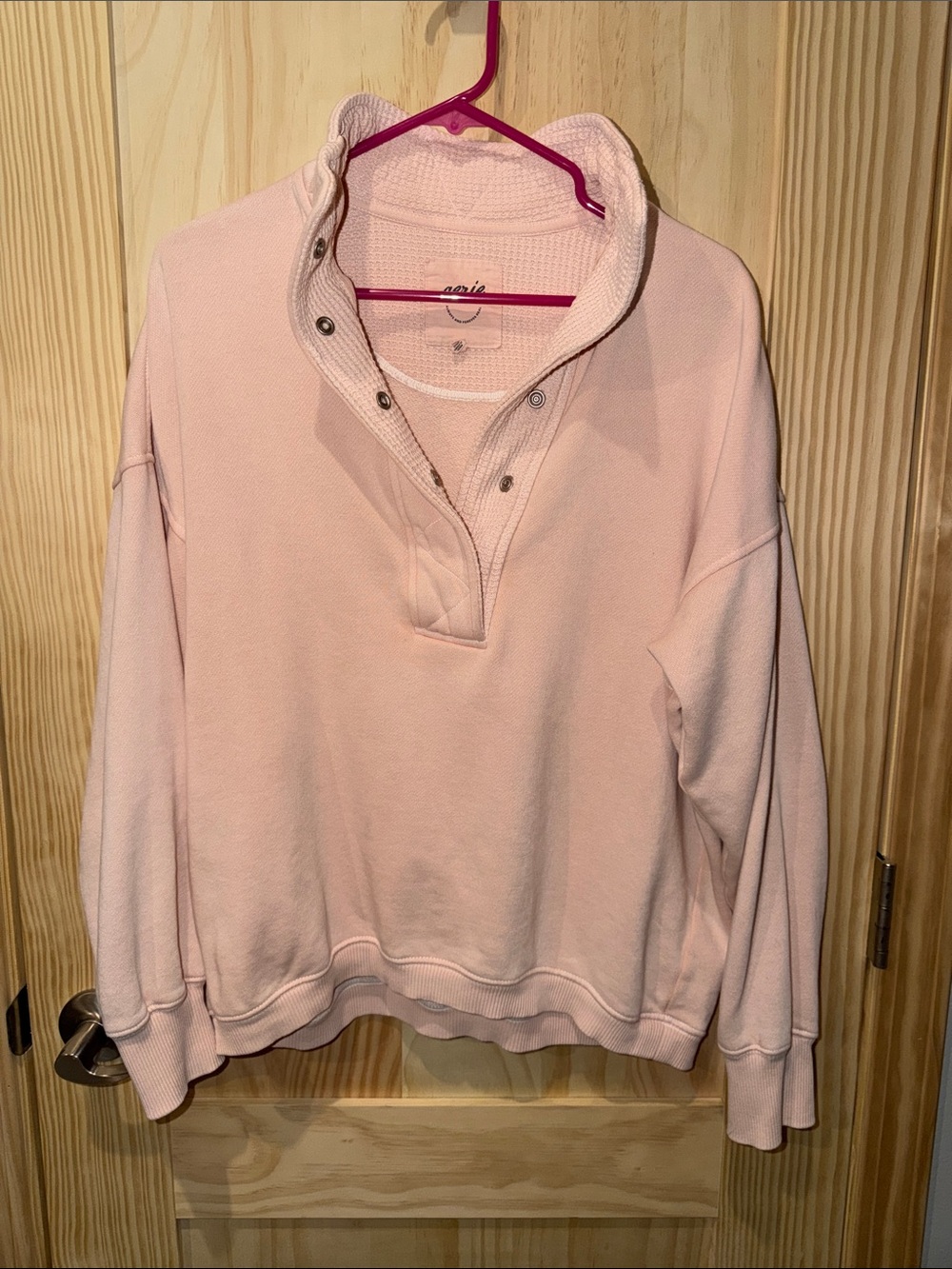aerie Light Pink oh Snap Placket Pullover Sweatshirt